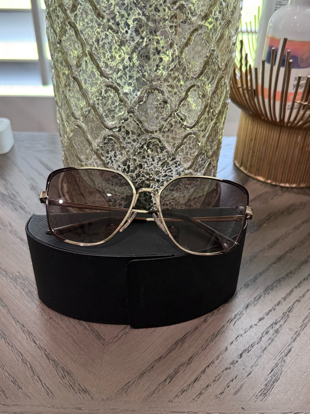 Prada SPR 60X Gold Brown Sunglasses